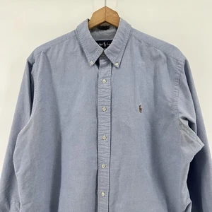 Camicia Ralph Lauren uomo XL blu denim con bottoni manica lunga classica carne pony - Foto 1 di 8