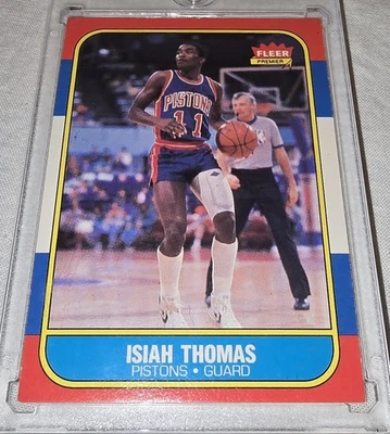 Tarjeta de baloncesto Fleer 1986-87 Isiah Thomas #109 (RC) tarjeta de novato en muy buena condición Foto 1 de 4