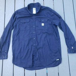 Carhartt Camicia Uomo 2XL Alta Blu Navy FR Bottoni Resistente al Fuoco (CAT2) - Foto 1 di 14
