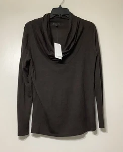 NWT Eileen Fisher Women’s Size Medium 100% Merino Wool Cowl Neck Sweater Choc - Picture 1 of 10