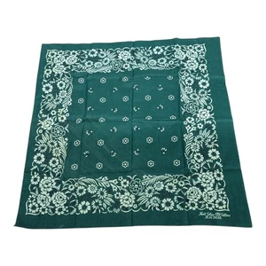 Bandana Vintage Color Rápido Todo Algodón 14193 Ribete Floral Excelente Verde E - Imagen 1 de 7