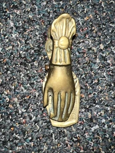 Vintage Solid Brass 4” Victorian Left Hand Letter Paper Holder Clip Wall Hanger - Picture 1 of 8