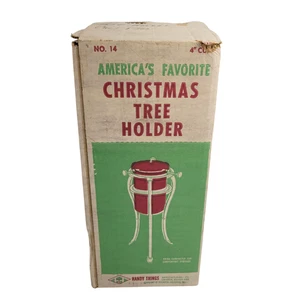 Soporte de árbol de Navidad vintage cosas prácticas caja original rojo cromo metal no. 14 - Imagen 1 de 13