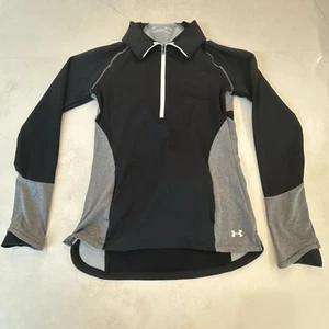 Under Armour ColdGear 1/4 Zip Pullover Women’s S Black Gray Fitted Long Sleeve - Picture 1 of 15