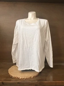 Hanes Women's Original Long Sleeve Tee, White PLUS SIZE 4X PULLOVER COTTON - Picture 1 of 6