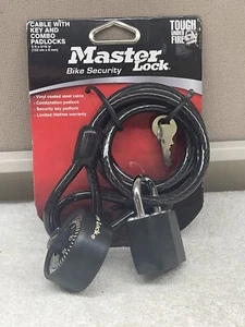 Master Lock Bike Security Cable with key padlock Combo Padlock And 5ft Cable - Picture 1 of 5