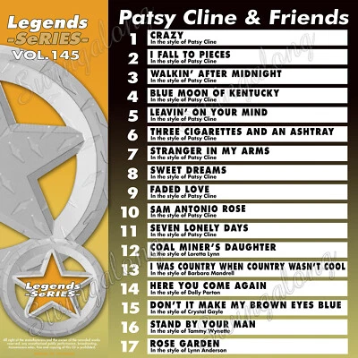 Patsy Cline & Friends Legends Karaoke CDG vol-145 CRAZY Sweet Dreams Faded love - Image 1 of 2
