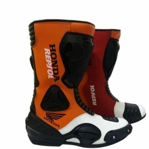 Honda Repsol Motorbike / Motorcycle Shoes In Cowhide Leather Biker Riding Boots - Picture 1 of 3