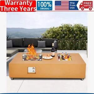 56" Propane Fire Pit Table with Wind Guard 50000BTU Glass Beads Rain Cover - Picture 1 of 9