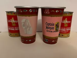 4 CAPTAIN MORGAN RUM Tin Cups Official NFL Team Logos 2 Styles- Man Cave Pub Lot - Picture 1 of 14
