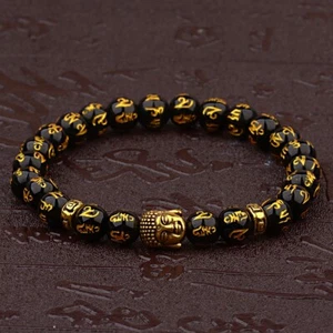 Tibetan Beads Carve Mantra Bracelet Men Vintage Buddhist Meditation Jewelry - Picture 1 of 98