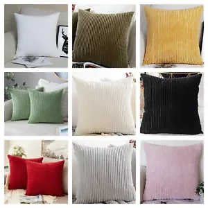 Set of 4 - Cushion Covers Plain Corduroy Cord Jumbo Super Soft 18x18" 45x45cm - Picture 1 of 192