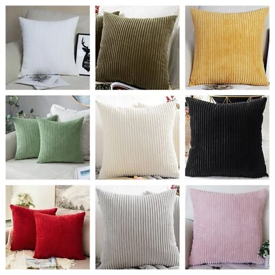 Cushion Covers Plain Corduroy Cord Jumbo Super Soft 18x18" / 45x45cm Pillow Case - Image 1 of 4