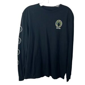 Volcom Long Sleeve T-Shirt Men's Fitted M Black Logo 100% Cotton