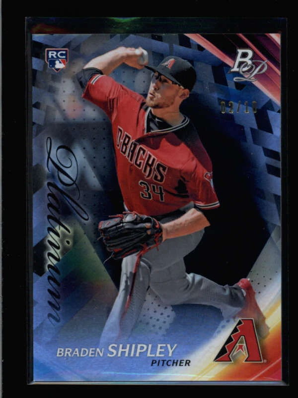 BRADEN SHIPLEY 2017 BOWMAN PLATINUM #39 BLACK ROOKIE RC #02/10 (RARE) AZ3049 - Imagem 1 de 1