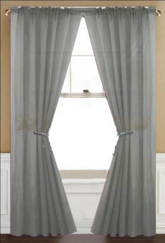 Cortina de tratamiento de ventana de gasa transparente de 2 piezas panel corto 63" de largo colores lisos  Foto 1 de 1