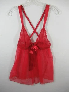 Victoria's Secret Mesh Babydoll Chemise XXL Red Ribbon Wireless Sexy Nightie - Picture 1 of 8