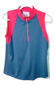 Bette & Court Women's Size Medium Golf Sleeveless Collared Blue Pink shirt - Picture 1 of 7