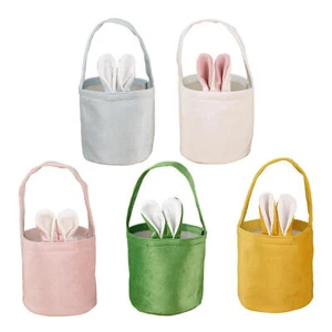 Easter Egg Hunt Basket Bag Bunny Rabbit Ear Design Reusable Kids Party Gift Bags - Picture 1 of 15