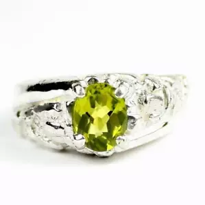 Anello uomo pepita in argento sterling 925, peridoto, SR368 - Foto 1 di 5