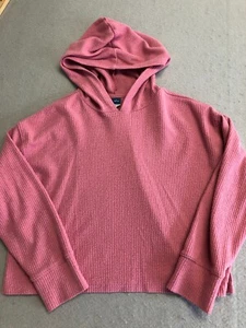 Old Navy Sweatshirt Youth Kids Girls Large 10-12 Pink Ribbed Knit Light Hoodie - Picture 1 of 5