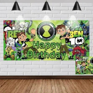 Ben 10 Party Supplies Happy Birthday Backdrop Banner Poster Vinyl  5x3ft - Picture 1 of 4