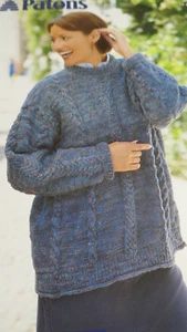 Patons Pattern Lady's D K Casual Tunic Sweater With Cable Sizes 28-42in - Picture 1 of 2