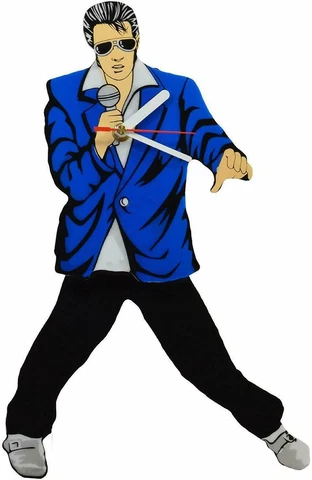 Elvis Presley Pendulum Blue dancing  Suit Wall Clock Swinging Legs & Hips Cover
