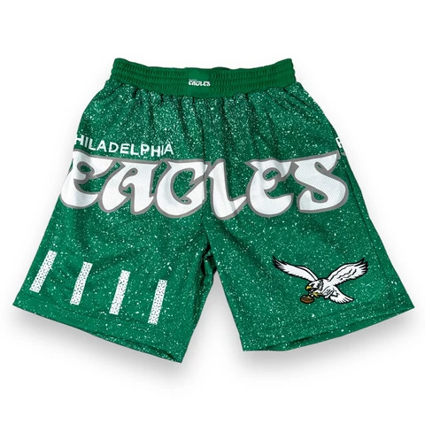 Philadelphia Eagles Mitchell & Ness Men Jumbotron Shorts Green Spellout S New Cover