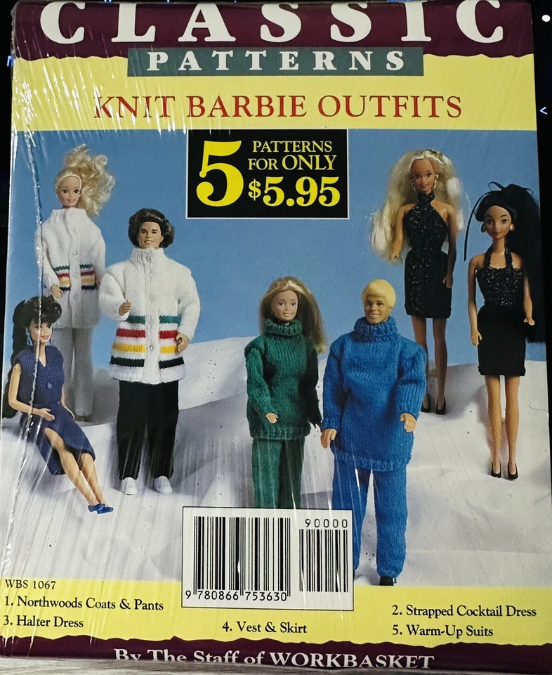 Barbie & Ken Knit Outfit Clothes Pattern By Workbasket New - Image 1 of 2