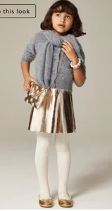 J.Crew Crewcuts $75 Girls pleated pull-on skirt in metallic Gold Size 14 CC201 - Picture 1 of 6