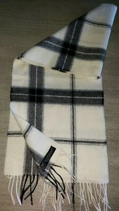 womens men WHITE BLACK PLAID winter SCARF 100% LAMBSWOOL made in GERMANY nice! - Picture 1 of 1