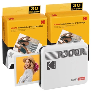 Kodak Mini 3 Retro P300R Portable Photo Printer+60 Sheets Include Wireless-White - Picture 1 of 1