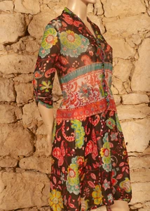'CHACOK' VINTAGE FLOWER PRINT MESH DRESS UK 10/12 - US 6/8 - FR 38/40 - Picture 1 of 5