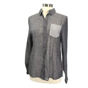 Cecico Womens Hi Low Gray Striped Button Up Blouse Size Large L NEW - Picture 1 of 9