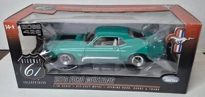 1970 Ford Mustang Boss 429 Highway 61 Diecast 1:18 Car - Blue Green - Image 1 of 4