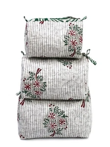 3 Pc of set - Hand Block Floral Printed Cotton Toiletry Bag Makeup Carry Case - Picture 1 of 10