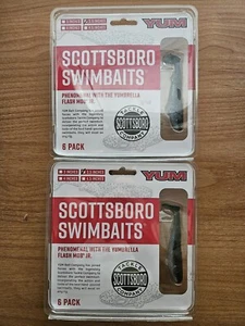(2 Packs) YUM Scottsboro Swimbaits - 3.5" BLACK BLACK SHAD, 6 Baits Ea. 12 Total - Picture 1 of 3