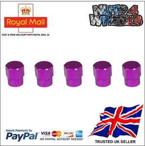 5 x PURPLE Aluminium Alloy Tyre Valve Dust Caps 4 Car Bicycle Van - Picture 1 of 1
