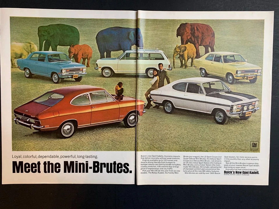 Print Ad 1968 Opel Kadett 14"x20" Buick 2 Page Ad - Image 1 of 1