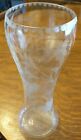 American Brilliant Cut Period Floral 9 1/2 Inch Large Clear Glass Corset Vase