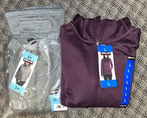 Kirkland Signature Fleece Full Zip Jacket Gray Heather M,XL ,3XL PURPLE L,XL - Picture 1 of 5