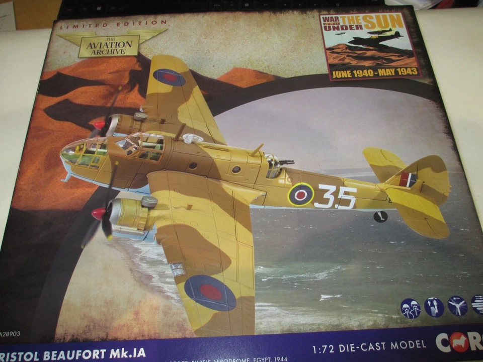 CORGI AVIATION 1:72 BRISTOL BEAUFORT MK.IA EK979  RAF  EGYPT 1944 - Image 1 of 4