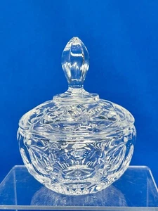 Bleikristall Small Trinket Vanity Jar Thumbprint Design Lead Crystal Finial - Picture 1 of 8