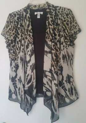 Dress Barn Animal Print w/ Black attached Tank Blouse Size PXL - Image 1 of 3