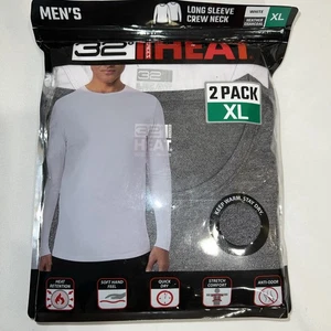 Camiseta 32 Degrees Para Hombre 2Pk Manga Larga Cuello Redondo Gris/Blanco XL Ultra Ligera - Imagen 1 de 2