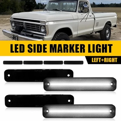 4x Luz de señalización lateral LED blanca F/R ahumada para Ford F100 F150 F250 F350 1973-1979 Foto 1 de 4