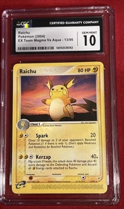 Pokémon Raichu 13/95 EX 2004 Team Magma Vs Aqua CGC 10 gemas como nuevo - Imagen 1 de 10