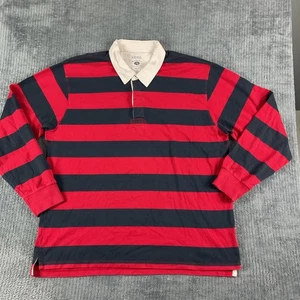 Izod Rugby Shirt Herren 3XLT Rot Baumwolle Polo Langarm Y2K Preppy Freizeit Stretch - Bild 1 von 13