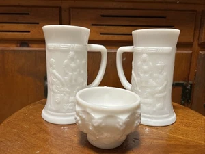 Milk Glass Mugs & Coffee / Tea Cup Set - Picture 1 of 8